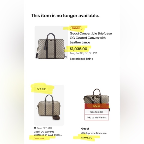 Gucci GG Supreme Men's Briefcase - Picture 16 of 16